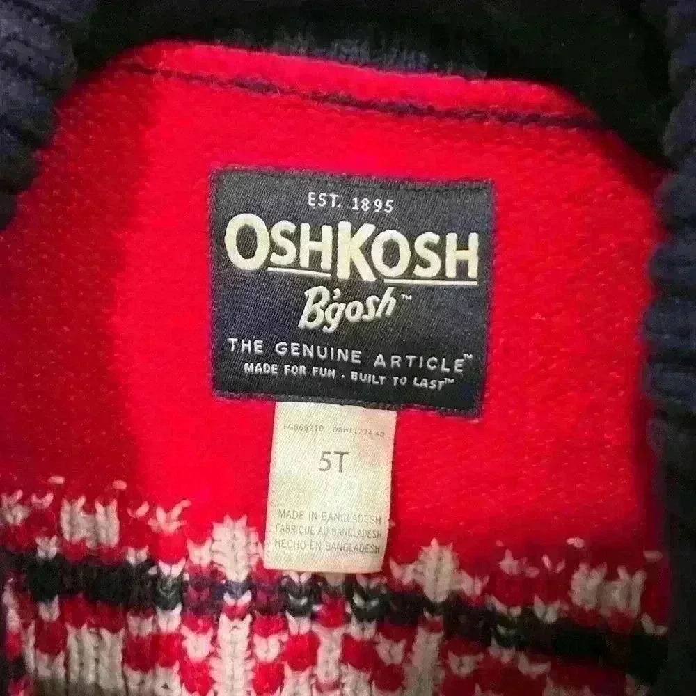 Oshkosh Boys size 5T Holiday Sweater red white and blue